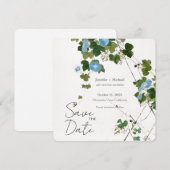 Trouw Huwelijk Minimalistische Calligrafie Bloem Save The Date (Voorkant / Achterkant)