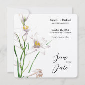 Trouw Huwelijk Minimalistische Calligrafie Bloem Save The Date (Voorkant)