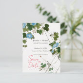 Trouw Huwelijk Minimalistische Calligrafie Bloemig Aankondigingskaart (Staand voorkant)