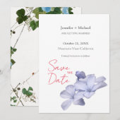 Trouw Huwelijk Minimalistische Calligrafie Bloemig Save The Date (Voorkant / Achterkant)