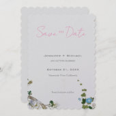 Trouw Huwelijk Minimalistische Calligrafie Bloemig Save The Date (Voorkant / Achterkant)