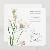 Trouw Huwelijk Minimalistische Calligrafie Bloemmo Save The Date (Voorkant / Achterkant)