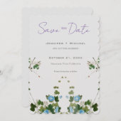 Trouw Huwelijk Minimalistische Calligrafie Bloemst Save The Date (Voorkant / Achterkant)