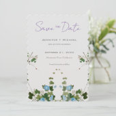 Trouw Huwelijk Minimalistische Calligrafie Bloemst Save The Date (Staand voorkant)