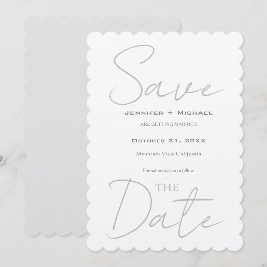 Trouw Huwelijk Minimalistische Calligrafie Champag Save The Date (Voorkant / Achterkant)