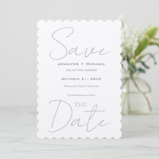 Trouw Huwelijk Minimalistische Calligrafie Champag Save The Date (Staand voorkant)