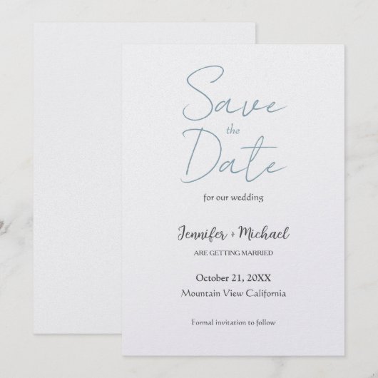 Trouw Huwelijk Minimalistische Calligrafie Lettert Save The Date (Voorkant / Achterkant)