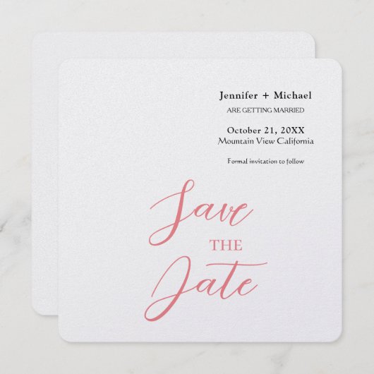 Trouw Huwelijk Minimalistische Calligrafie Save The Date (Voorkant / Achterkant)