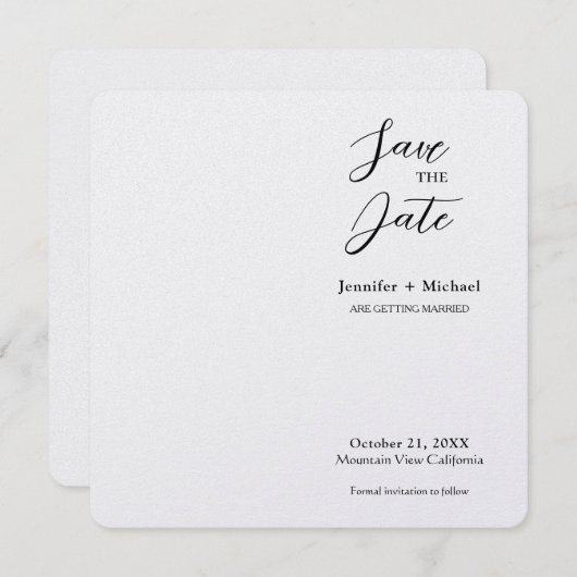 Trouw Huwelijk Minimalistische Calligrafie Save The Date (Voorkant / Achterkant)