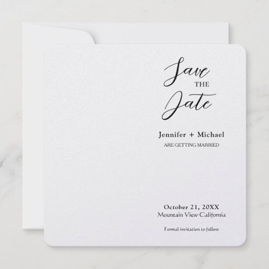 Trouw Huwelijk Minimalistische Calligrafie  Save The Date (Voorkant)