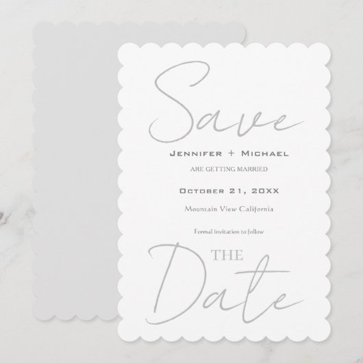 Trouw Huwelijk Minimalistische Calligrafie   Save The Date (Voorkant / Achterkant)