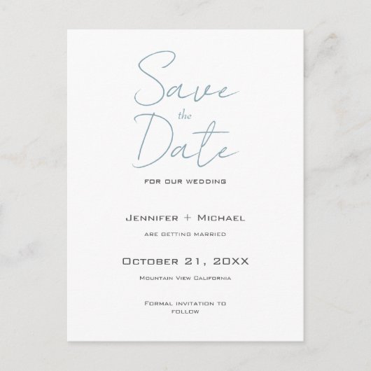 Trouw Huwelijk Minimalistische Calligrafie Script Aankondigingskaart (Voorkant)