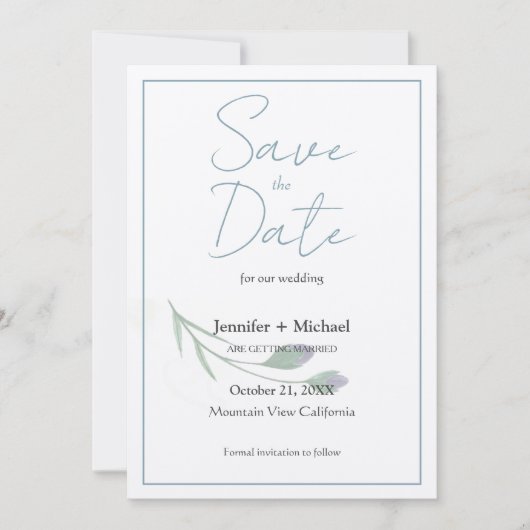 Trouw Huwelijk Minimalistische Calligrafie Script Save The Date (Voorkant)