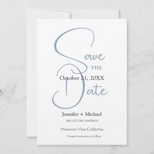 Trouw Huwelijk Minimalistische Calligrafie Script Save The Date (Voorkant)