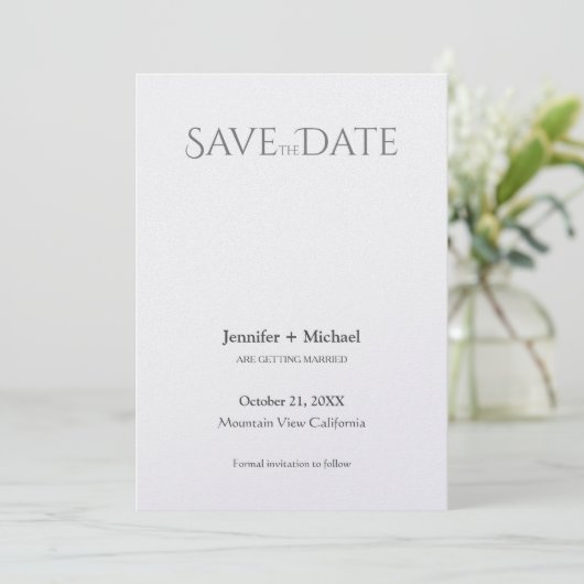 Trouw Huwelijk Minimalistische Calligrafie Script Save The Date (Staand voorkant)