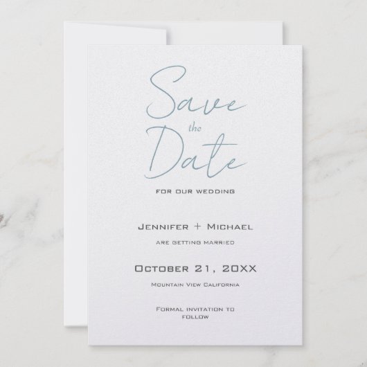 Trouw Huwelijk Minimalistische Calligrafie Script Save The Date (Voorkant)