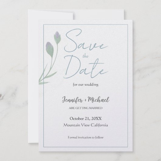 Trouw Huwelijk Minimalistische Calligrafie Script Save The Date (Voorkant)