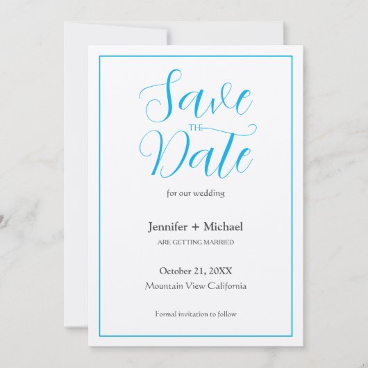 Trouw Huwelijk Minimalistische Calligrafie Script Save The Date (Voorkant)