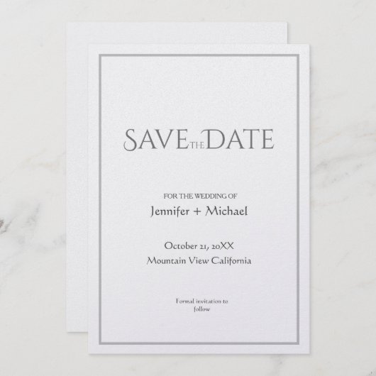 Trouw Huwelijk Minimalistische Kalligrafie Lettert Save The Date (Voorkant / Achterkant)