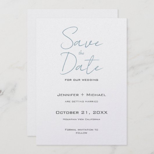 Trouw Huwelijk Minimalistische Kalligrafie Lettert Save The Date (Voorkant / Achterkant)