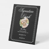 Trouw Huwelijk Trouwfeest Hond Signature Drank Reclamebord Met Voetstuk (Voorkant)