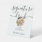 Trouw Huwelijk Zwart-Wit Huisdier Signature Drank Reclamebord Met Voetstuk (Voorkant)