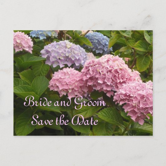 Trouw Hydrangea's Bewaar deze datum Aankondigingskaart (Voorkant)