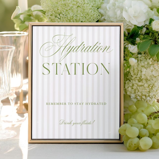 Trouw Hydratatie Station Bord Sage Groen & Beige (Sage Green & Beige Wedding Hydration Station Sign)