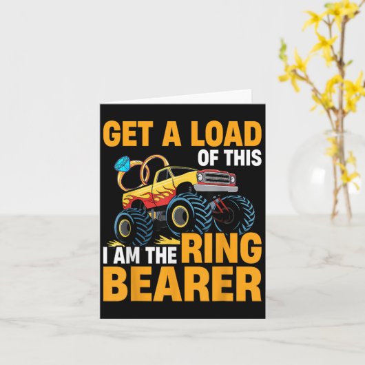 Trouw Ik Ben De Ringdrager Grappige Monstertruck B Kaart (Gele Bloem)