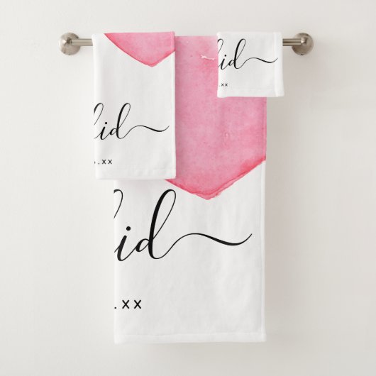 Trouw | Ik deed | Waterverf Hart | Datum Bad Handdoek (Insitu)