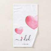Trouw | Ik deed | Waterverf Hart | Datum Bad Handdoek (Handdoek)