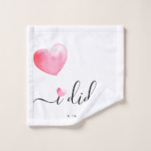 Trouw | Ik deed | Waterverf Hart | Datum Bad Handdoek (Wasdoekje)