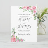 Trouw in Blush Roze Bloei Save The Date (Staand voorkant)