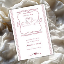 Trouw in Bourgondië met handgetekende zwanen en st