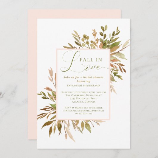 Trouw in de botanische groene bruiloftsdouche kaart (Voorkant / Achterkant)