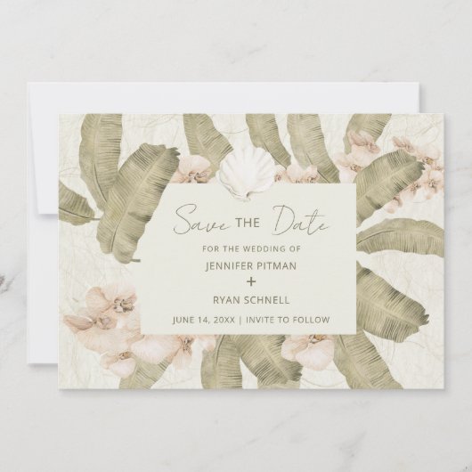 Trouw in de botanische tuin save the date (Voorkant)