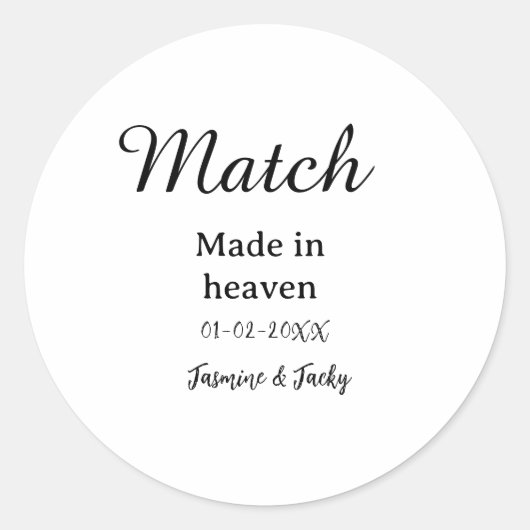 Trouw in de hemel naam datum eenvoudige kalligrafi ronde sticker (Voorkant)