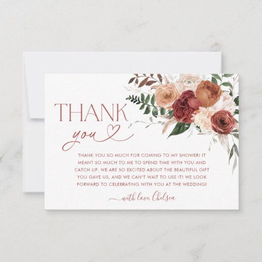 Trouw in de herfst bloem bruidsfeest bedankkaart (Voorkant)