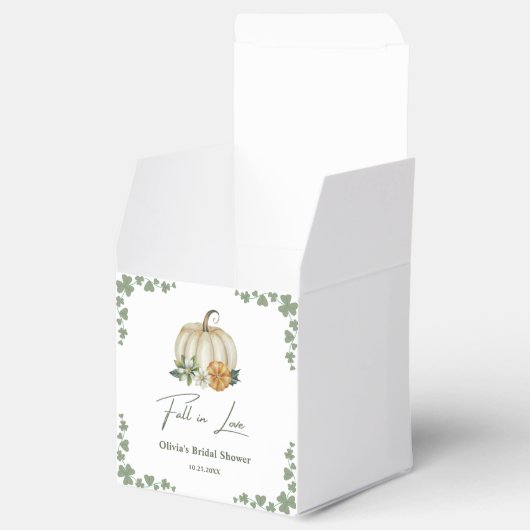 Trouw in de herfst groen blad pompoen bruidsdouche bedankdoosjes (Geopend)