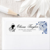 Trouw in de tuin Monogram Schrift Elegante Roos  Etiket (Insitu)