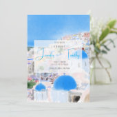 Trouw in Griekenland Santorini Fia eiland Kaart (Staand voorkant)