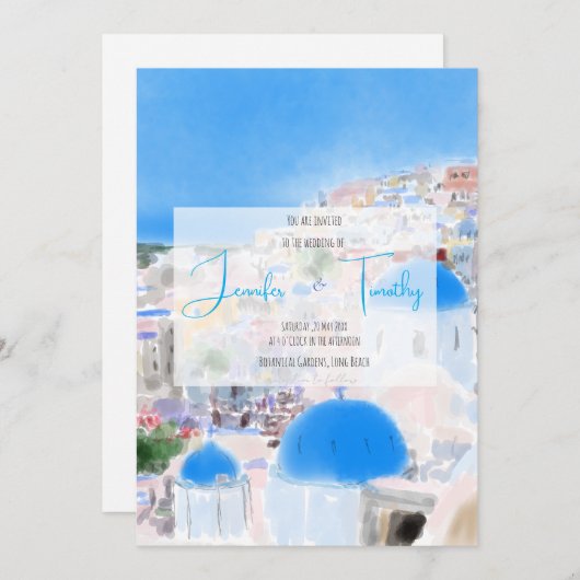 Trouw in Griekenland Santorini Fia eiland Kaart (Voorkant / Achterkant)