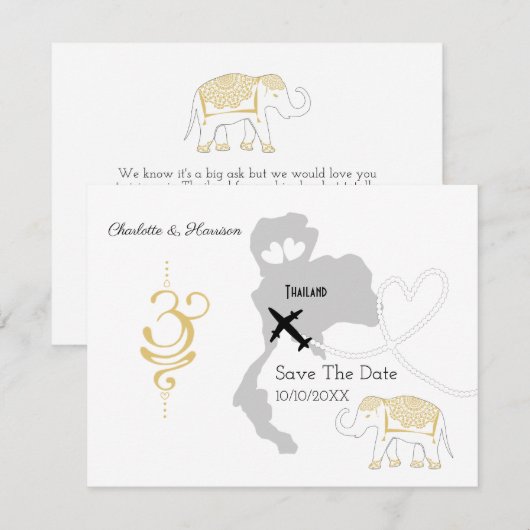 Trouw in het buitenland Thailand Save The Date (Voorkant / Achterkant)