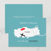 Trouw in het buitenland Turkije Bewaar de datum Save The Date (Voorkant / Achterkant)