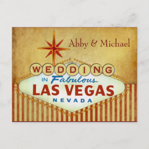 Trouw in het fabuleuze Las Vegas - Vintage Strepen Aankondigingskaart