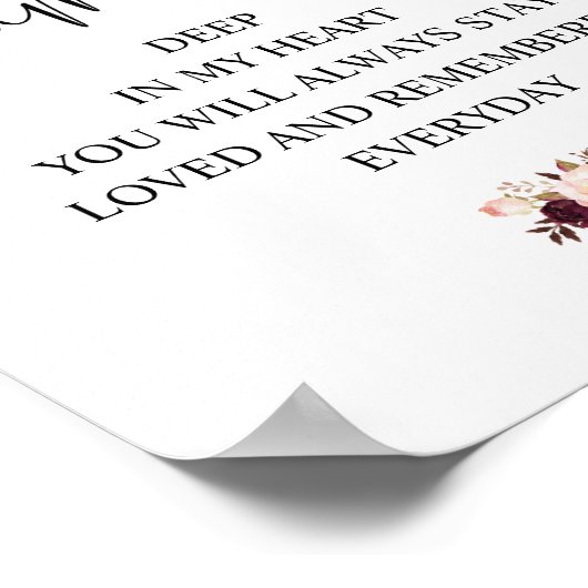 Trouw In liefdevolle herinnering Herdenking Tafelk Poster (Hoek)