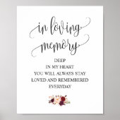 Trouw In liefdevolle herinnering Herdenking Tafelk Poster (Voorkant)