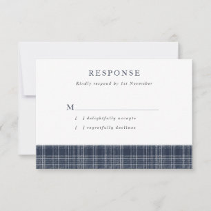 Trouw in Navyblauw Schotse Tartan RSVP Kaartje