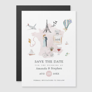 Trouw in Parijs Monogram Save the Date Magnetische Uitnodiging