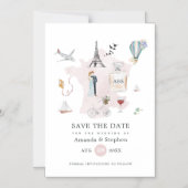 Trouw in Parijs Monogram Save the Date Magnetische Uitnodiging (Voorkant)